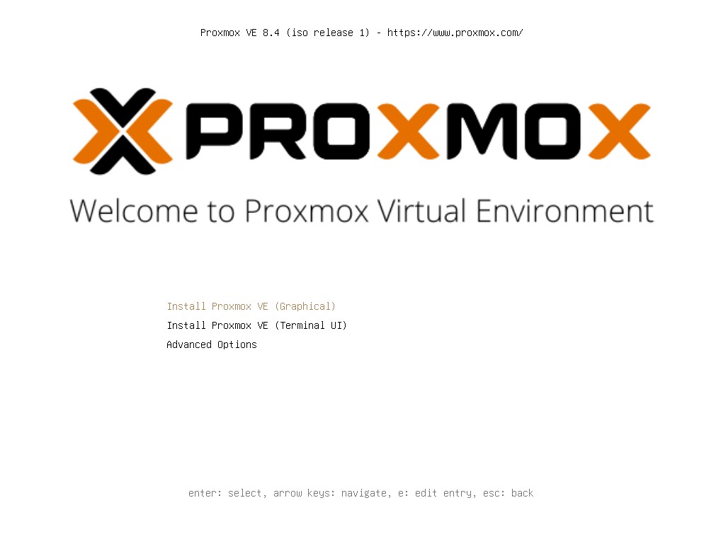 ProxmoxVE - Install Step 1